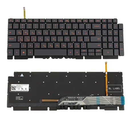 Клавіатура для ноутбука DELL G15 5510, 5515 rus, black, без фрейму, підсвічування клавіш RED (ОРІГИНАЛ)