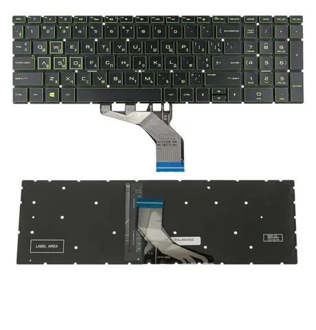 Клавіатура для ноутбука HP 15-cx, 15-ec (rus, підсвічування клавіш GREEN)