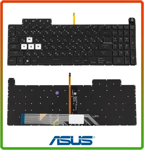 Клавіатура ASUS FX507, FX707, FX517, FA507, GA507, FA707, rus, black, без фрейму, підсвічування клавіш (RGB)