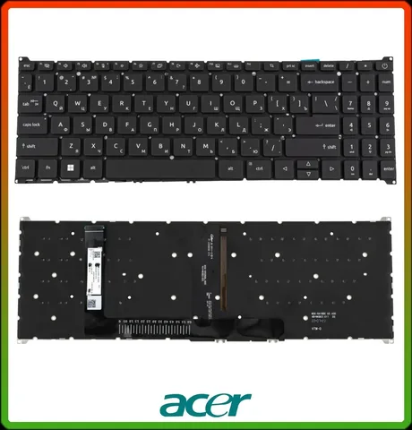 Клавіатура Acer Aspire A315-59, A315-59G, A515-57, A515-57G, A715-51G, A715-76, NK151310B, rus, black, з підсвіткою, без фрейму