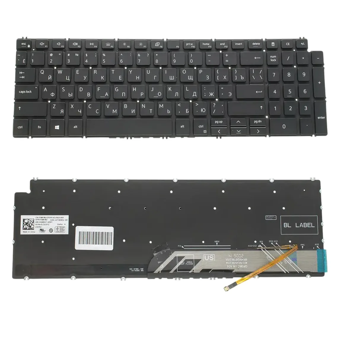 Клавиатура DELL Inspiron 5584 (rus, black, подсветка клавиш)