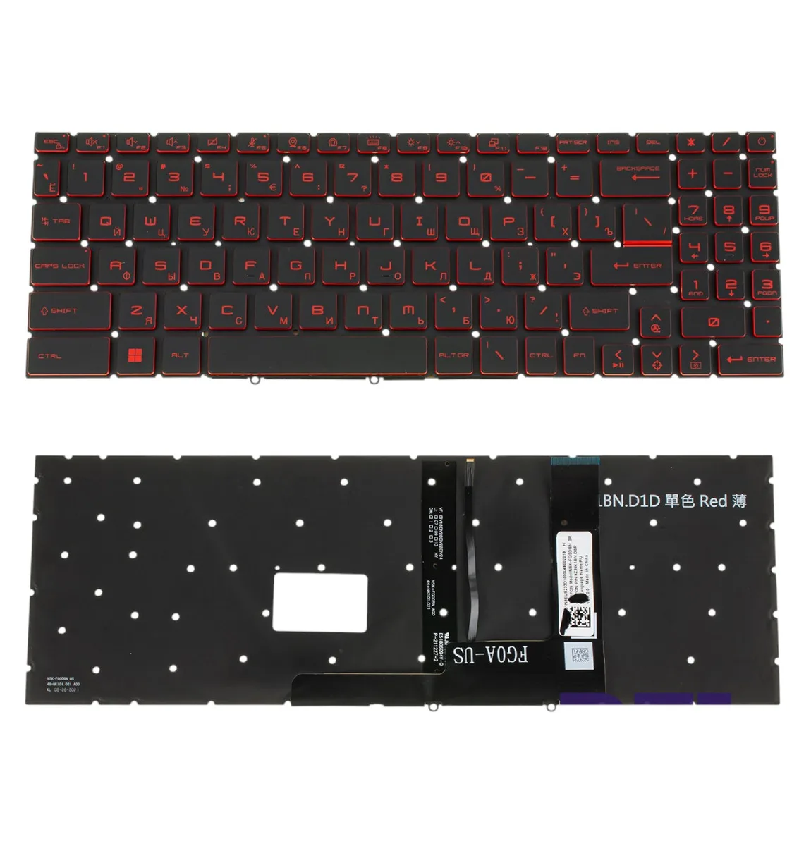 Клавіатура для ноутбука MSI GF66, GF76, GP76, GE76, GL76, GL66, MS-1582, MS-17L1, MS-17H3 з підсвіткою