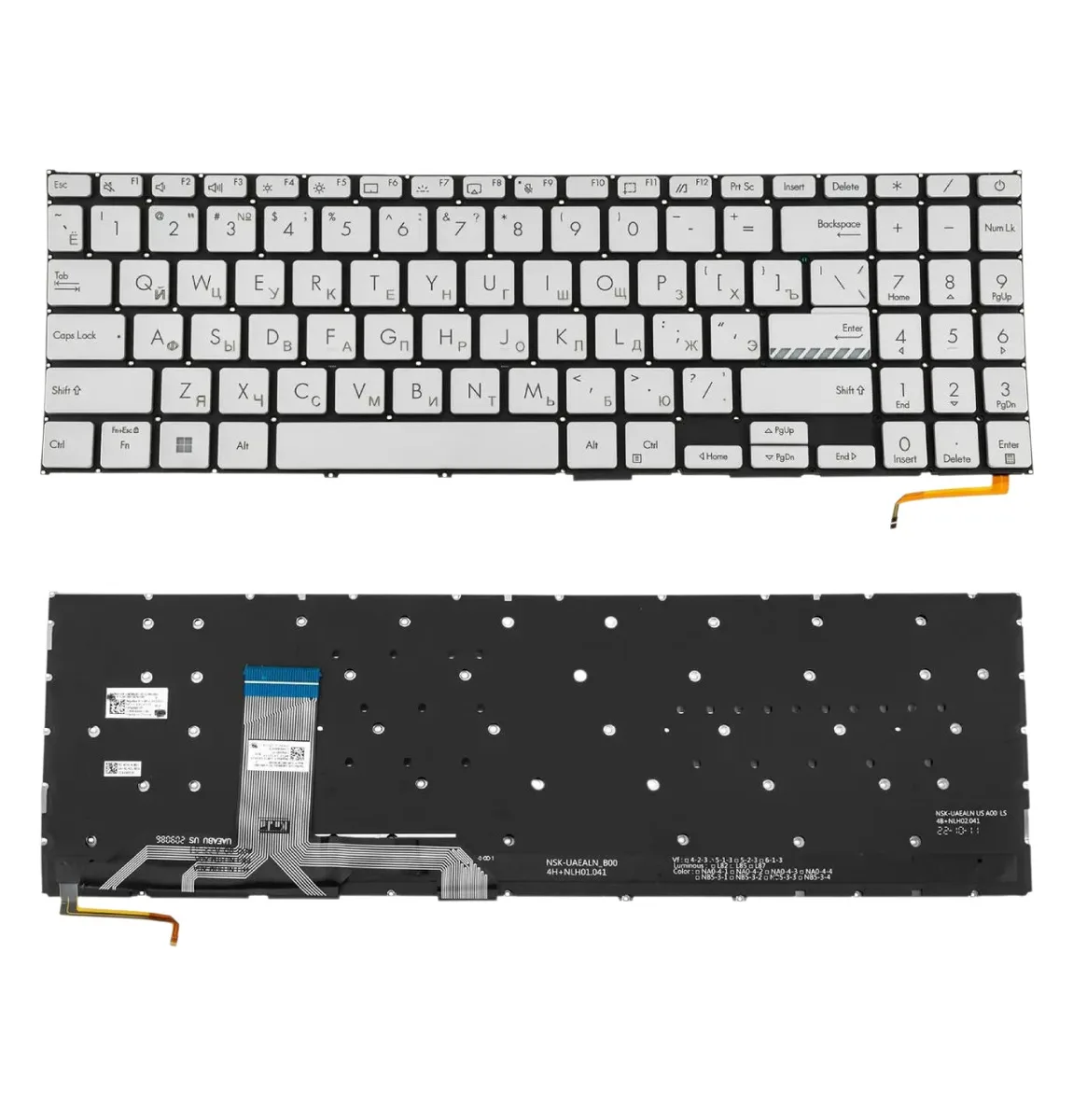 Клавіатура для ASUS X1502, M1502, M1503, X1503, X1505, M1603, X1603, X1605 підсвітка silver