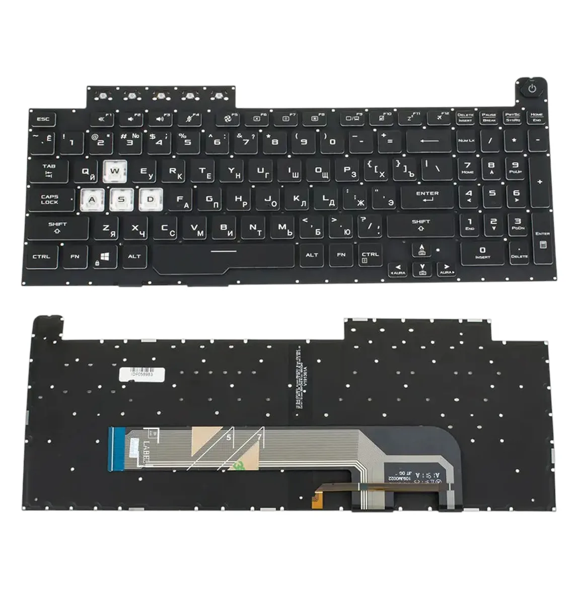 Клавіатура для ASUS FA506, FX506 series (rus, black, RGB підсвітка клавіш)