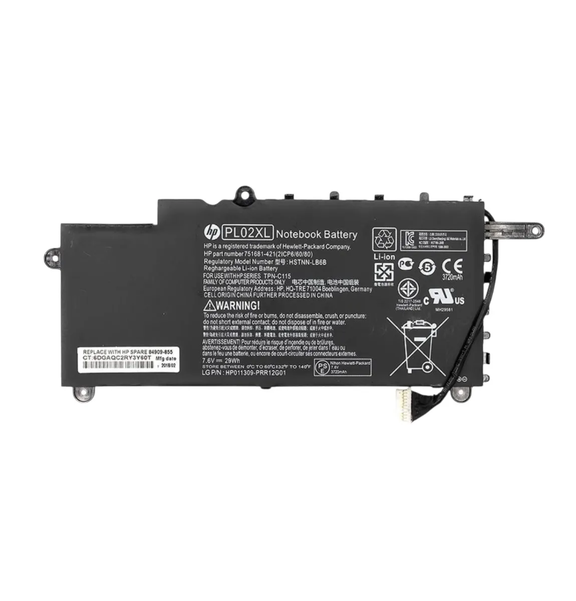 Батарея PL02XL для HP Pavilion x360 11-N series (7.6V 4300mAh)