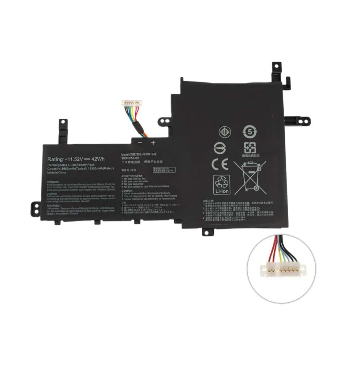 Батарея для ASUS B31N1842 (VivoBook S15 S531FL, K513E) 11.52V 3653mAh 42Wh Black (0B200-0344000