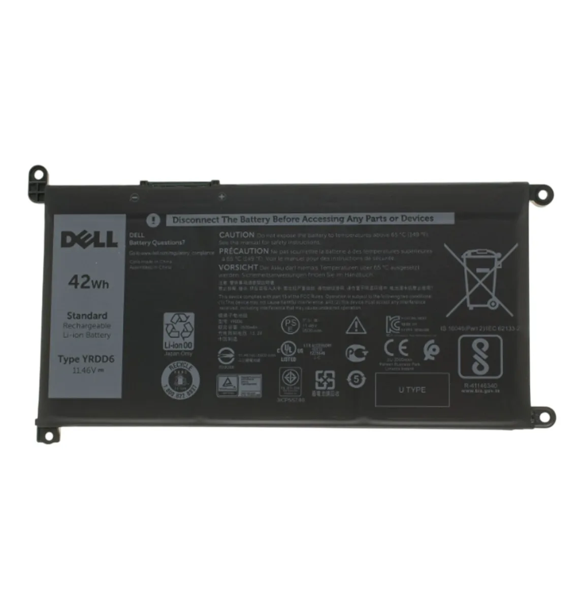 Батарея DELL YRDD6 (Vostro 15, Inspiron 15,14) 11.4 V 3684mAh Black