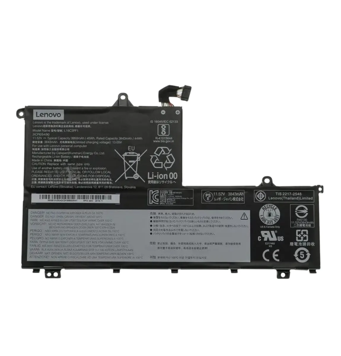 Батарея L19D3PF2 для LENOVO ThinkBook 14-IML 14-IIL 15-IML 15-IIL Series (3840mAh 11.52V)