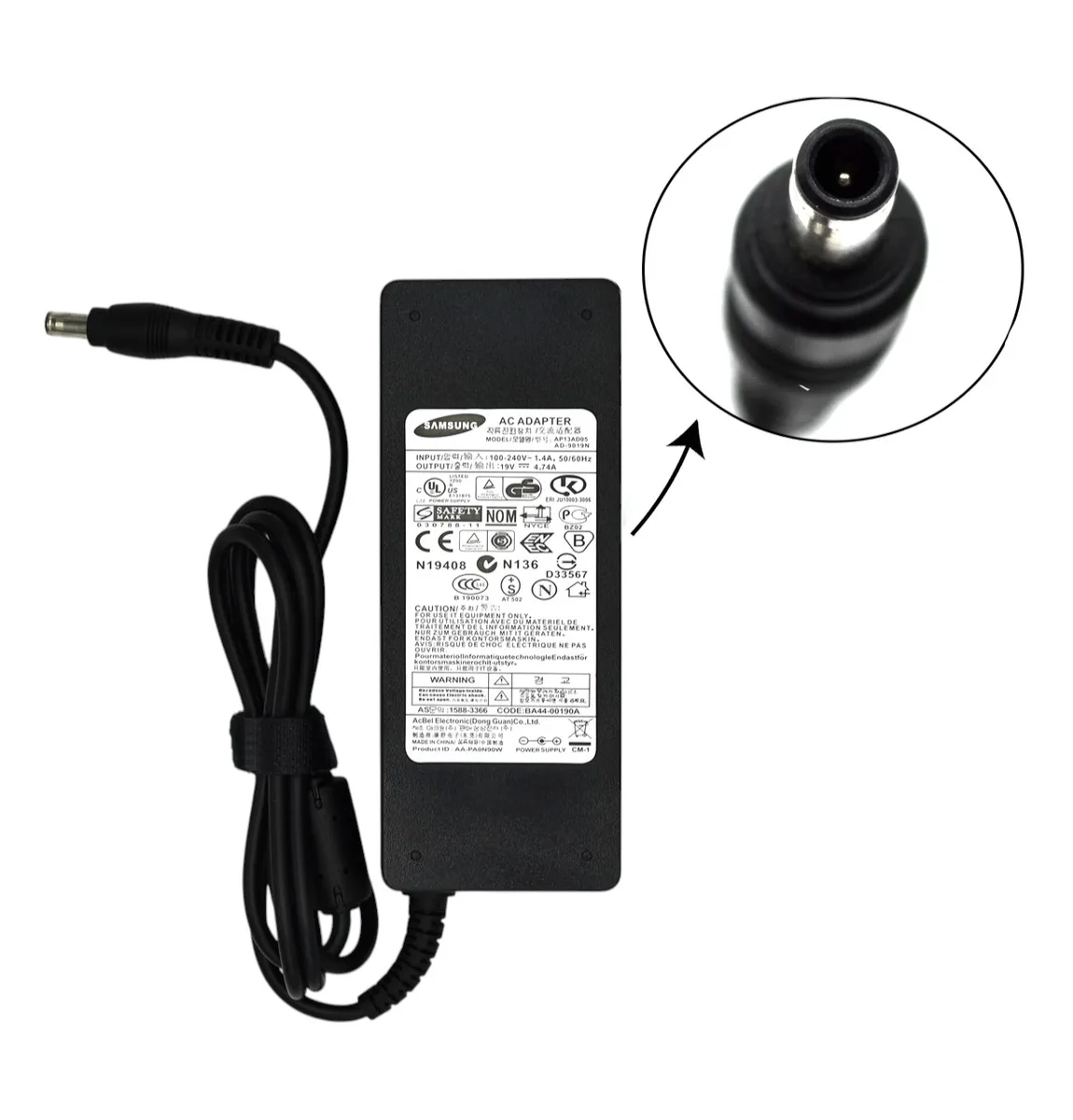 Блок живлення до ноутбука Samsung 19V 4.74 A 90W (DC 5.5*3.0)