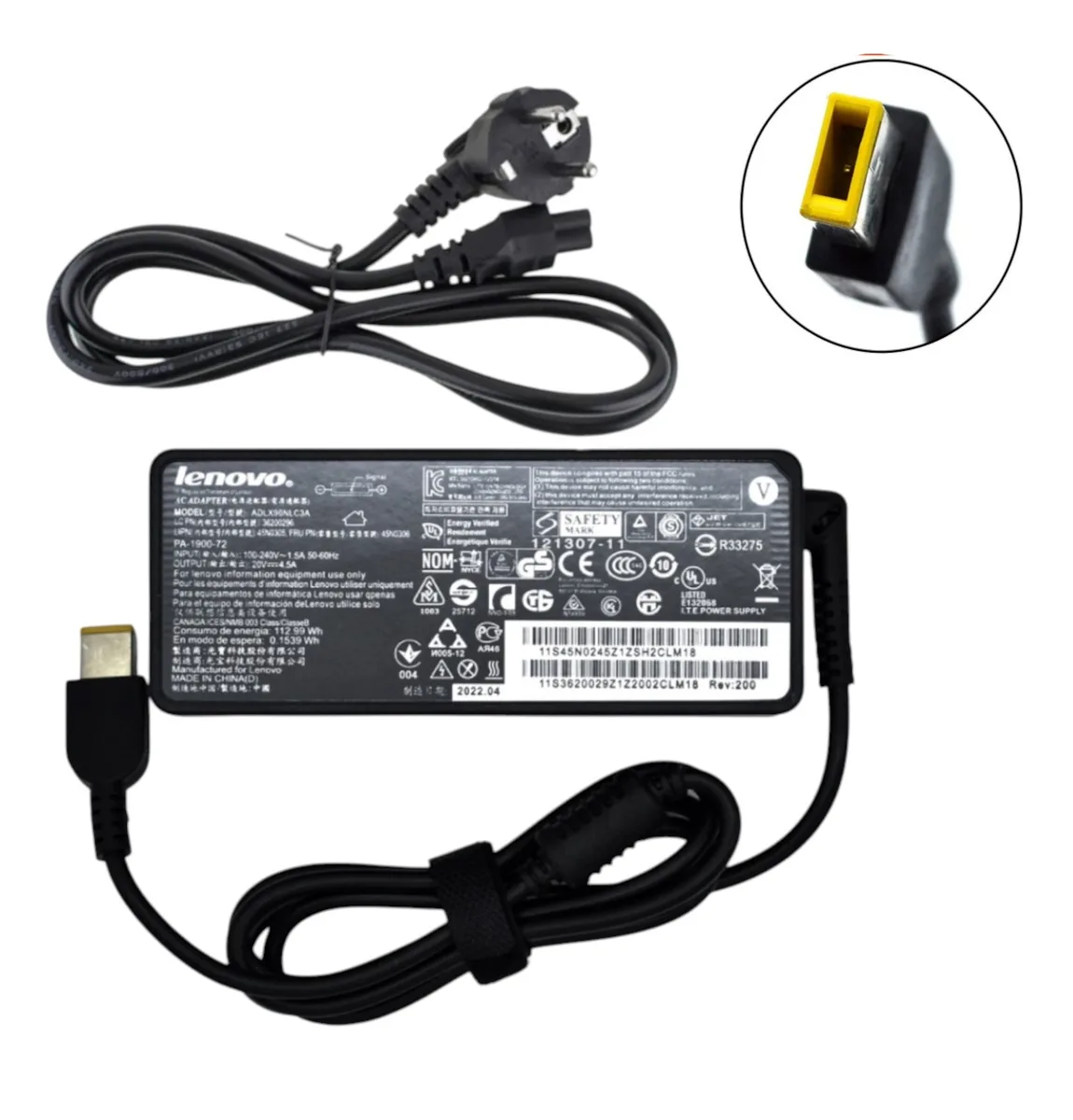 Блок живлення до ноутбука Lenovo 20V 4.5 A 90W (DC USB+PIN) + кабель живлення
