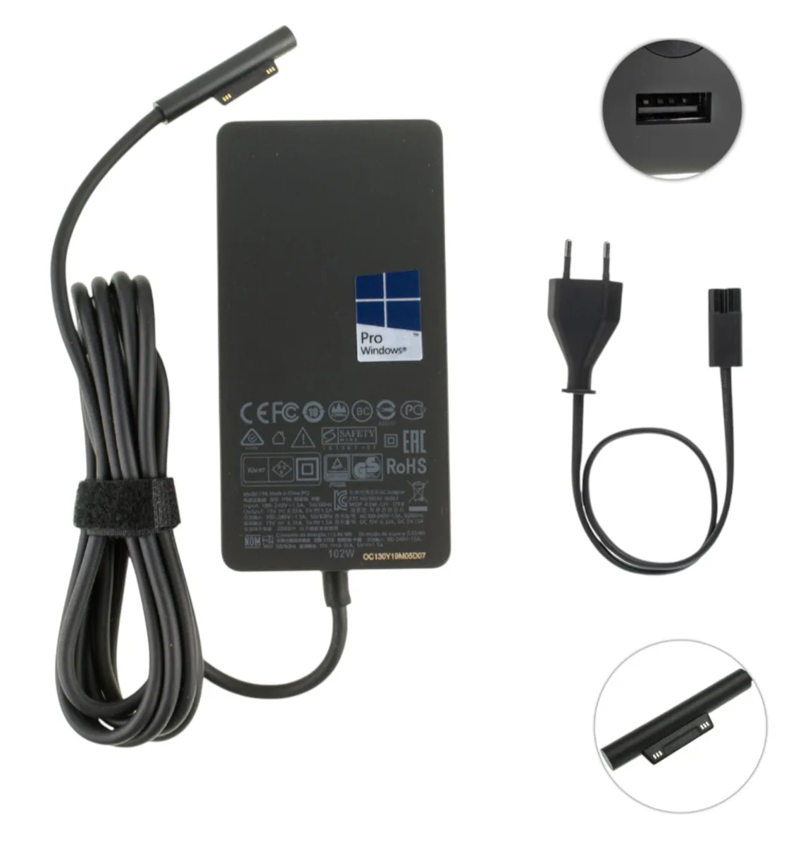 Блок живлення для Microsoft 15V 6.33A 102W (6PIN) + кабель + USB (5V 1A)