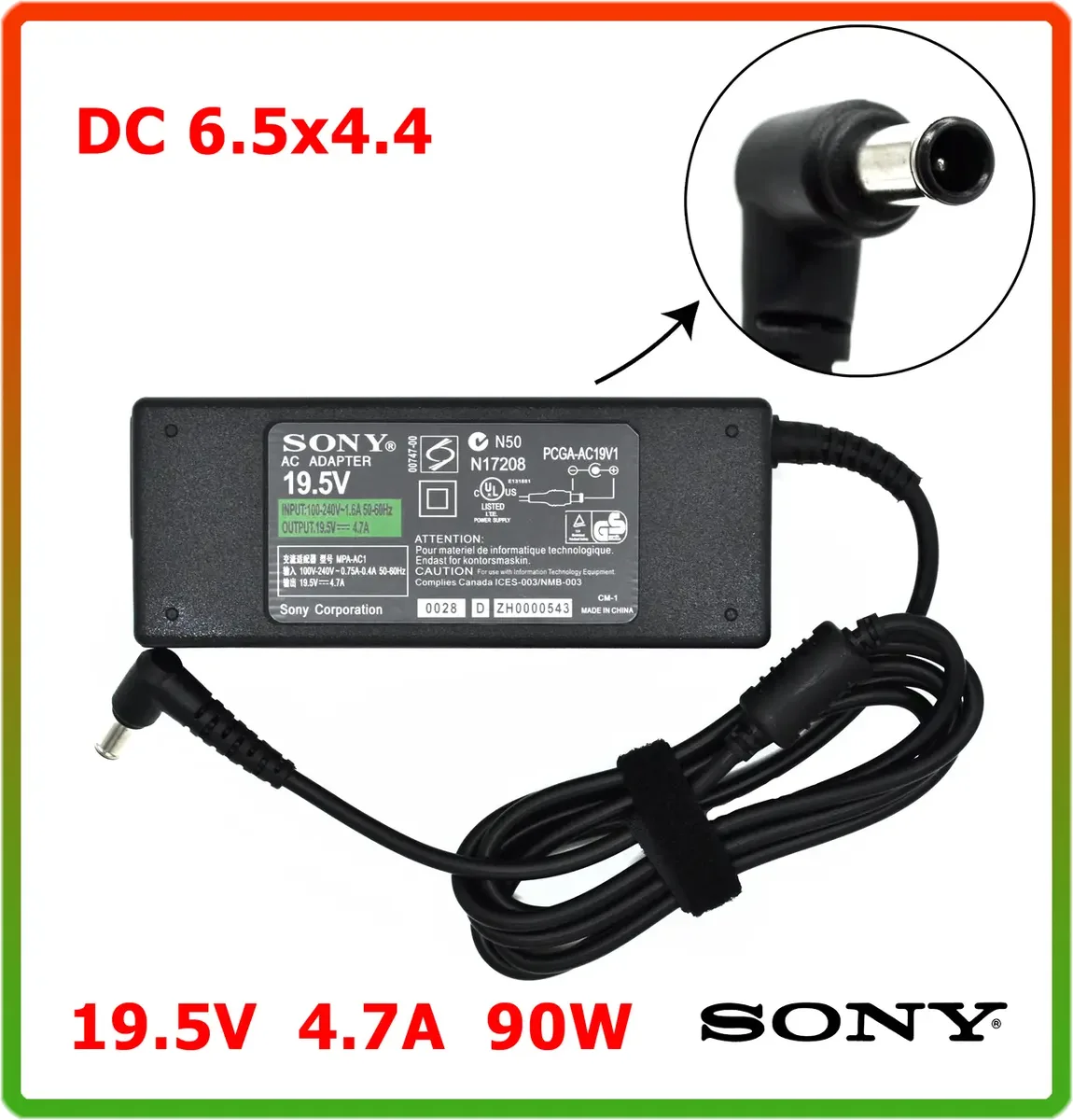Оригінальний блок живлення для ноутбука Sony 19.5 V 4.7 A 90 W (DC 6.5*4.4)