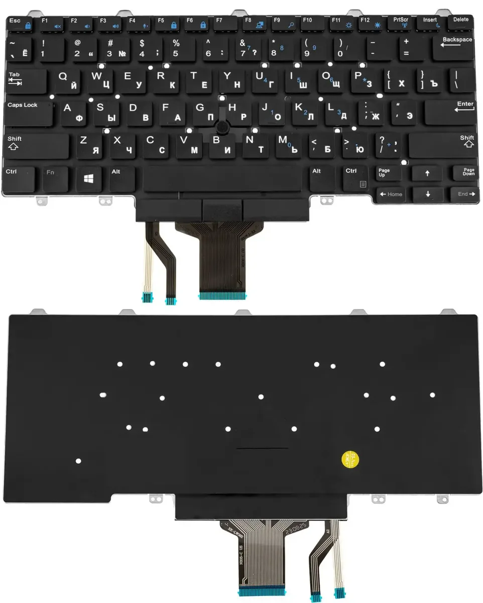 Клавіатура для ноутбука DELL Latitude E5450, E7450, 3340 rus, black BACKLIT with POINTER