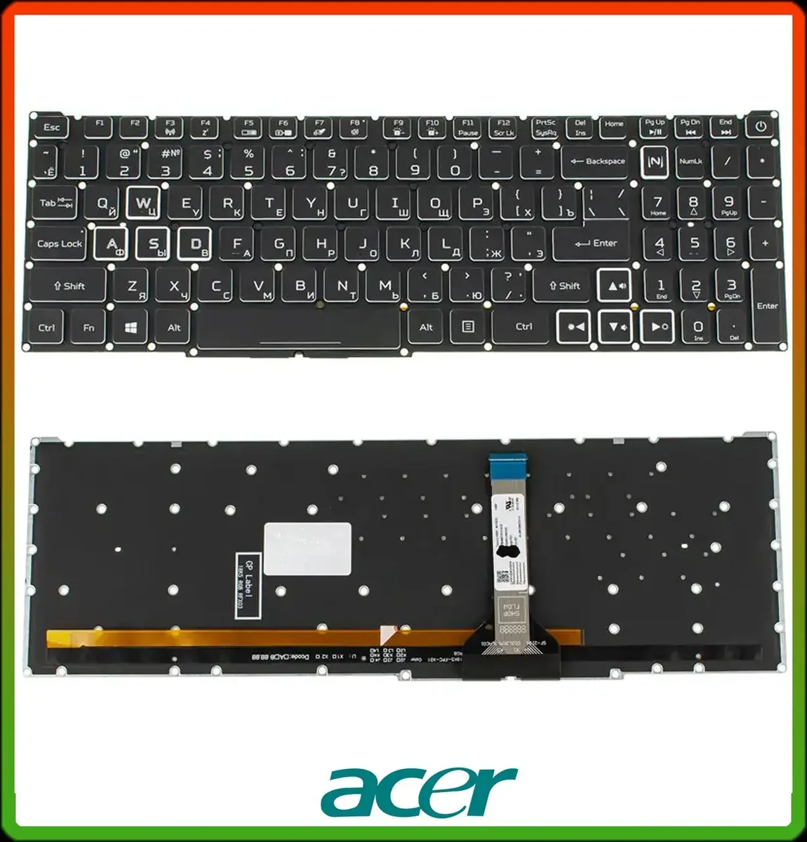 Клавіатура ACER Nitro 5 AN515-56, AN515-57, AN517-41, AN517-54, AN517-55, AN715-51 (RGB підсвітка)
