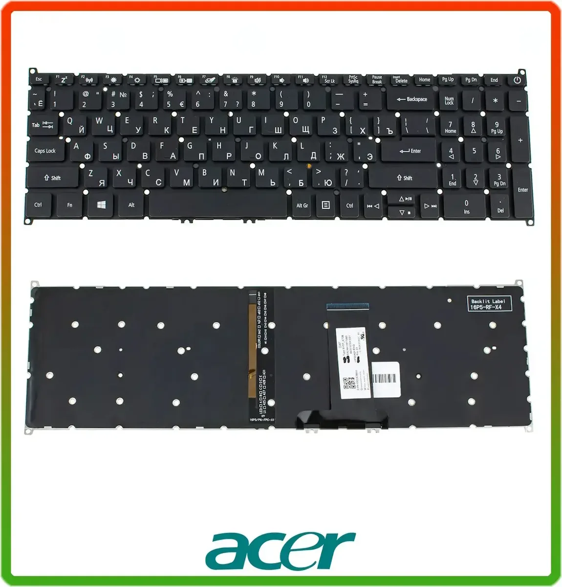 Клавіатура для ноутбука ACER (AS: A317-51, A317-32, A715-75G) підсвітка клавіш