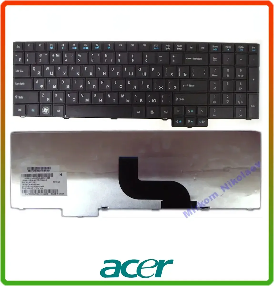 Клавіатура Acer TravelMate 5360 5760G 5760Z 6595 6595G 6595ZG