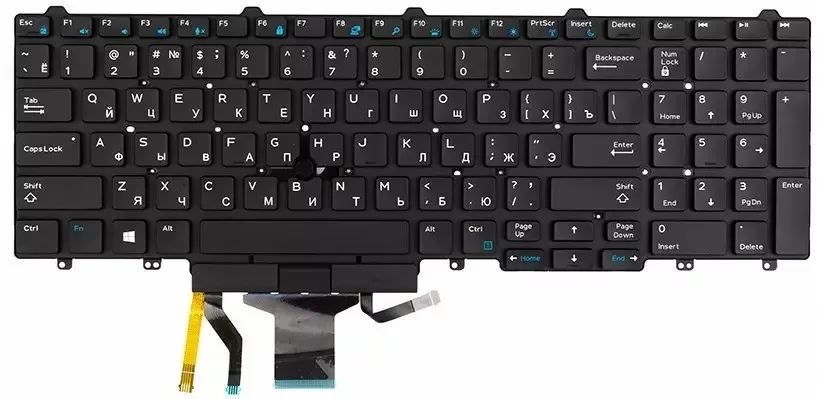 Клавіатура для ноутбука Dell Latitude E5550, E5570, E5580, Precision M3510, M7510 rus, black, підсвітка клавіш