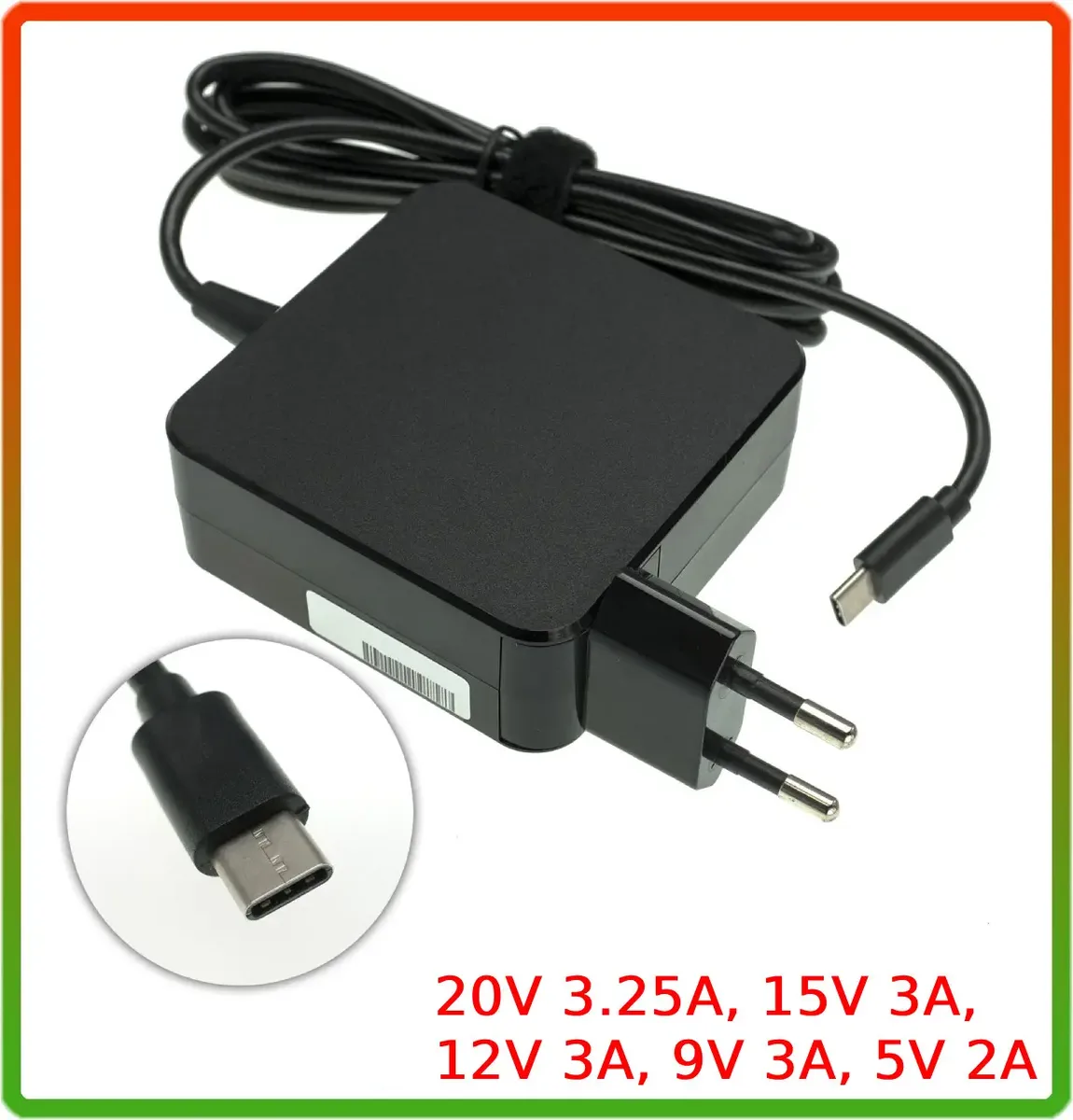 Блок живлення Type-C для Asus, Lenovo, Acer, HP, Dell, Apple, Xiaomi 20V 3.25A