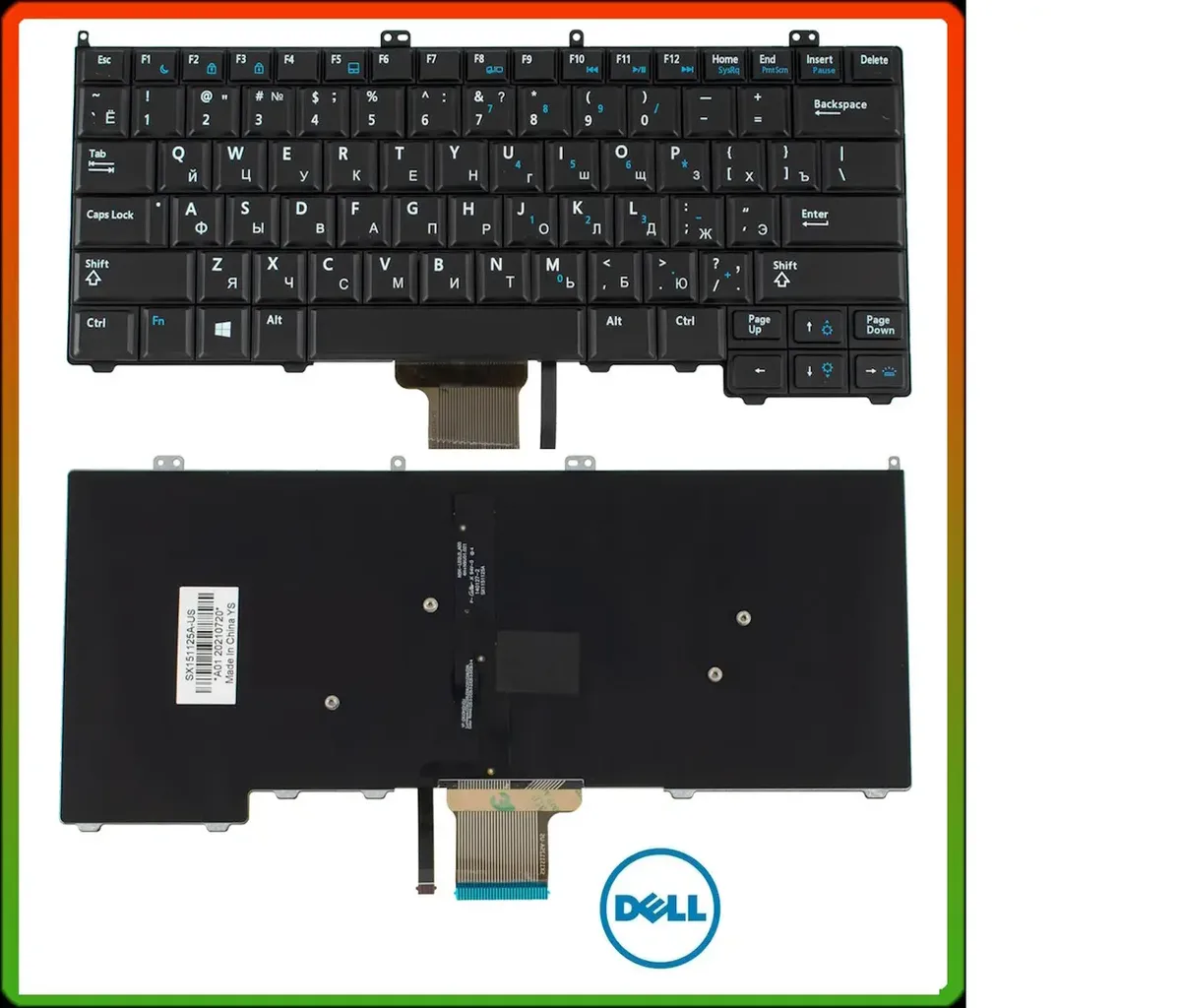 Клавіатура для ноутбука DELL Latitude Е7000, E7240, E7440 rus, black, з підсвіткою