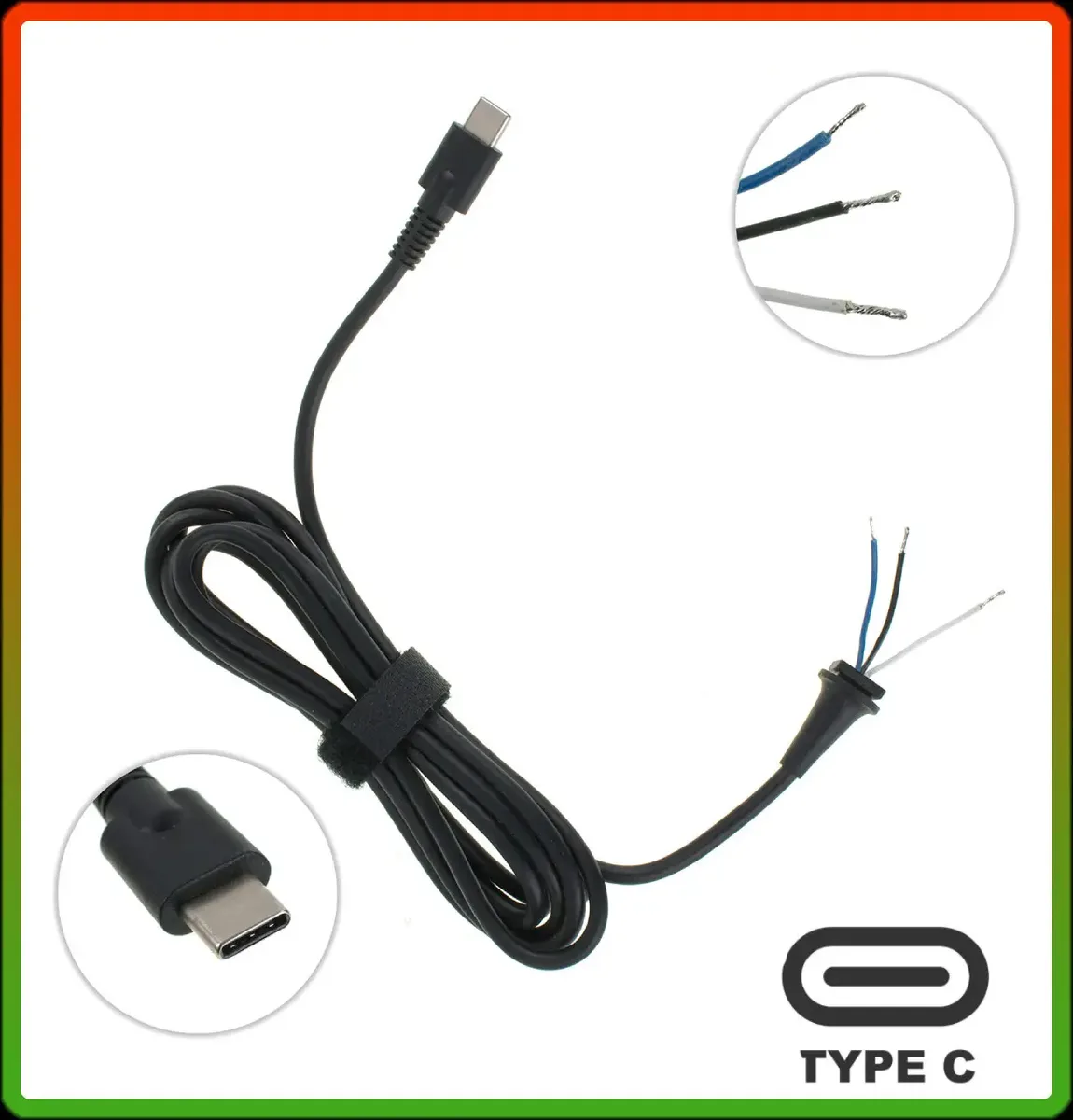 DC кабель живлення TYPE-C для БЖ, прямий штекер, 3 піна (від БП до ноутбука)