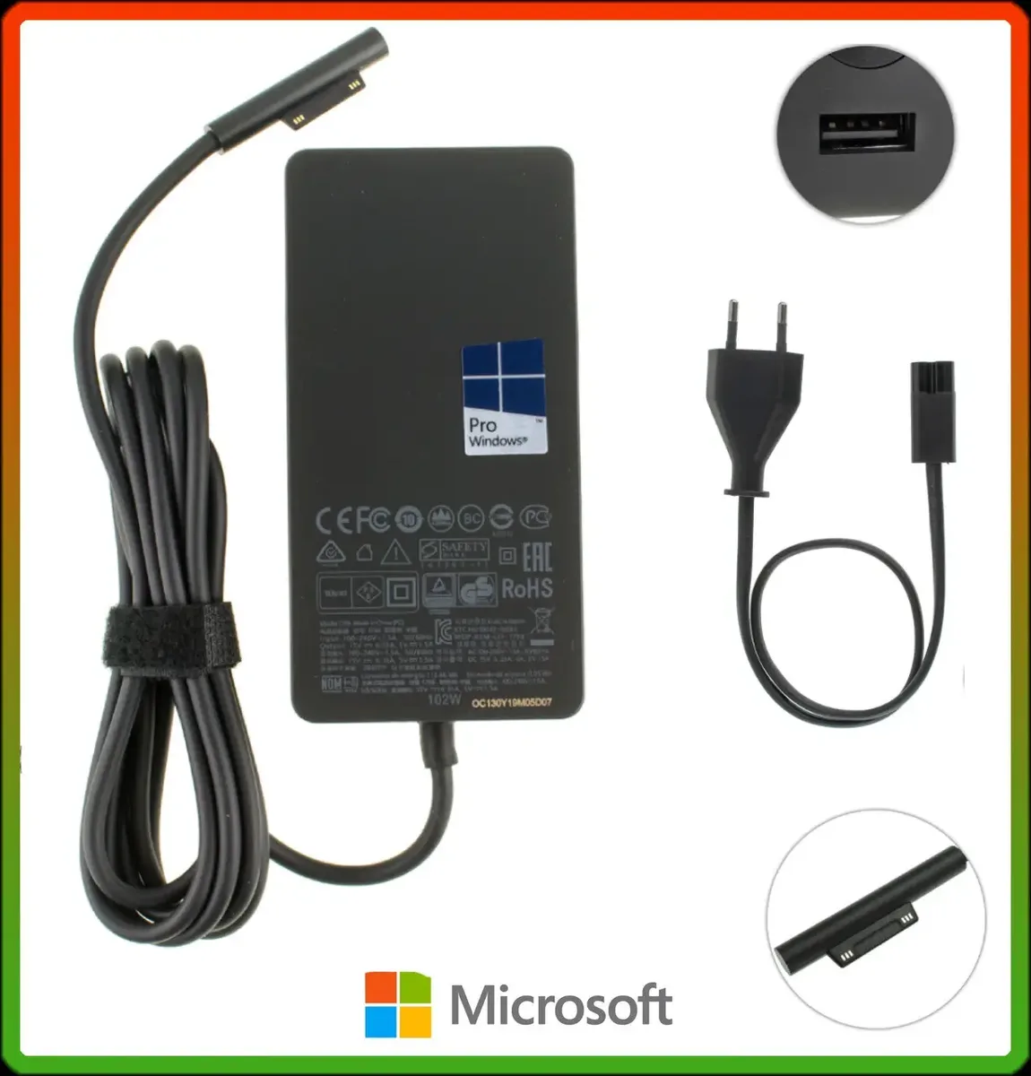 Блок живлення для Microsoft 15V 6.33A 102W (6PIN) + кабель + USB (5V 1A) ORIGINAL