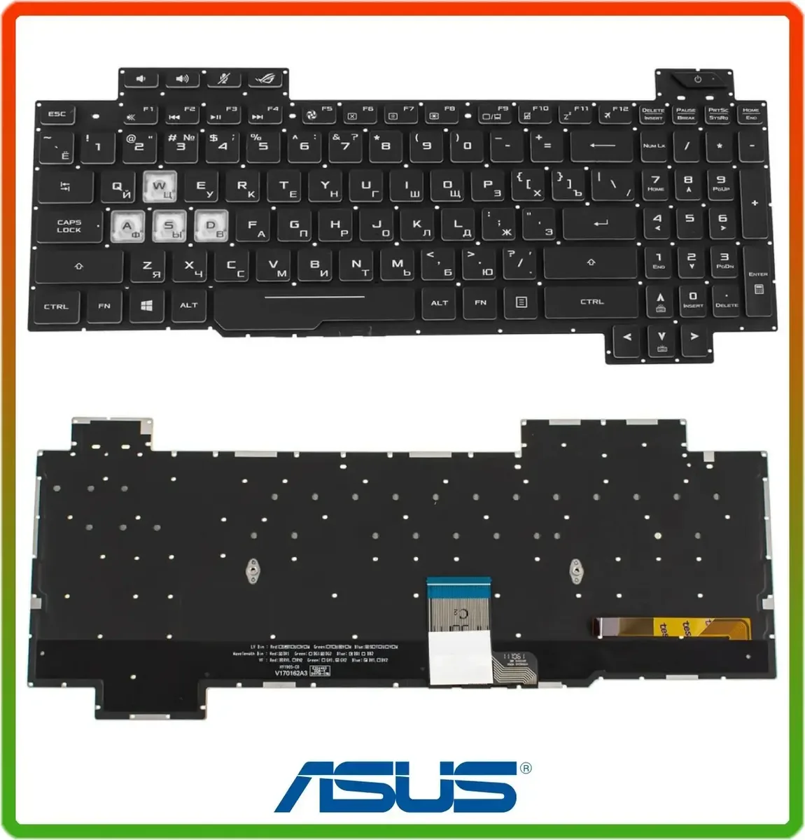 Клавіатура для ноутбука Asus ROG Strix GL504GM, GL504GS, GL504GV, GL504GW з RGB-підсвіткою