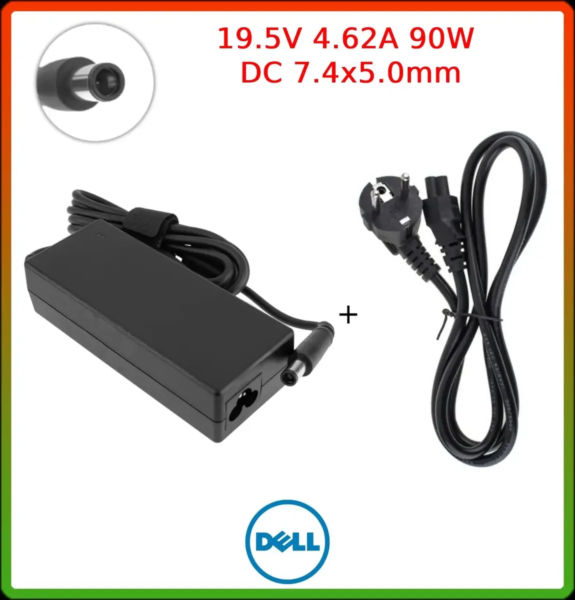 Блок живлення до ноутбука Dell 19.5 V 4.62 A 90 W (DC 7.4*5.0) + кабель живлення