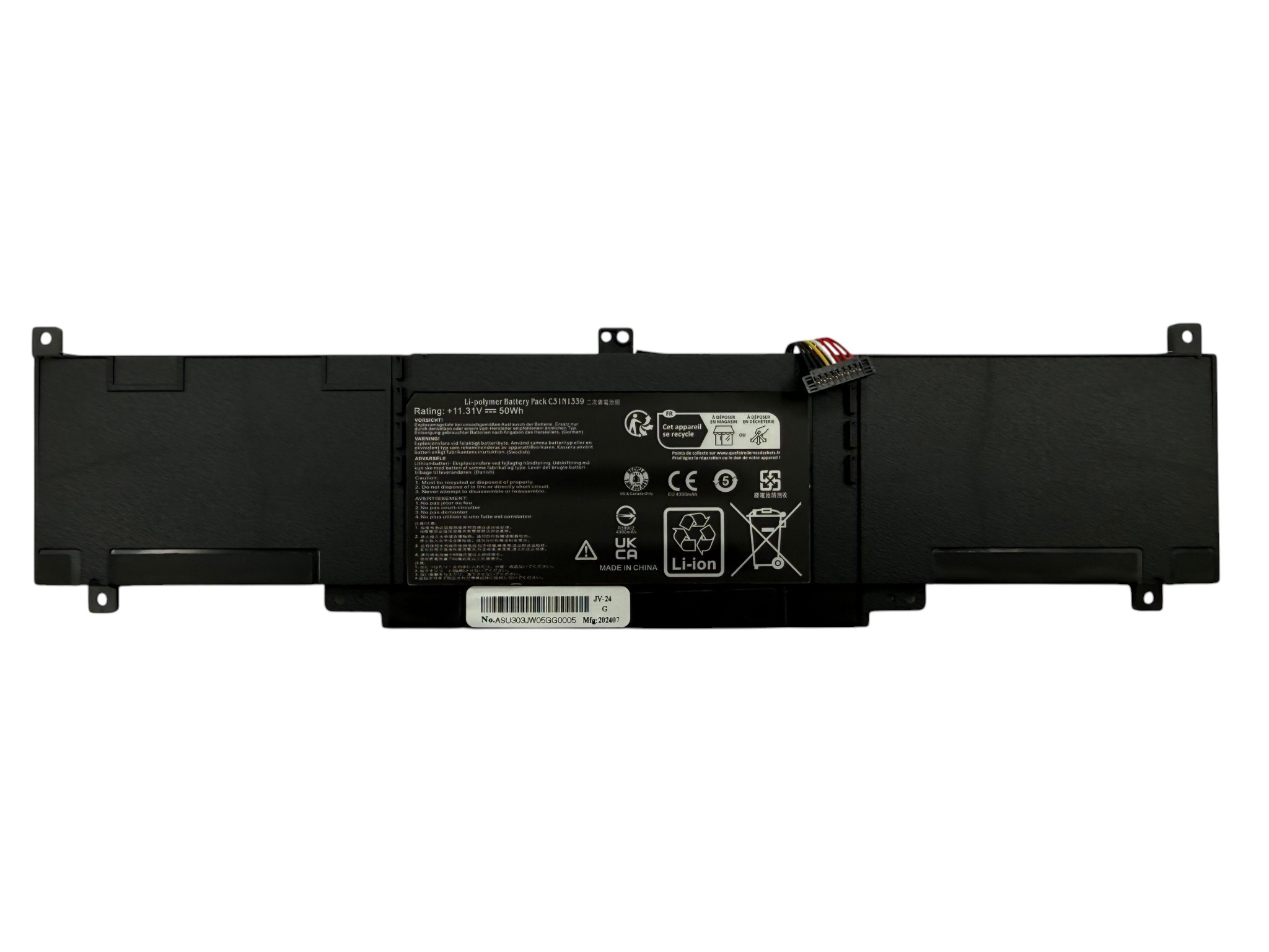 Батарея для ноутбука C31N1339 (UX303LA, UX303LN, TP300LA, TP300LD series) 11.31V 4300mAh 50Wh Black